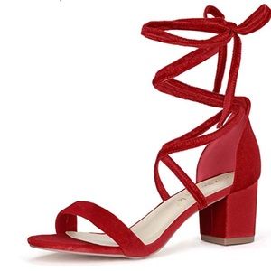 EUC Red lace up heels